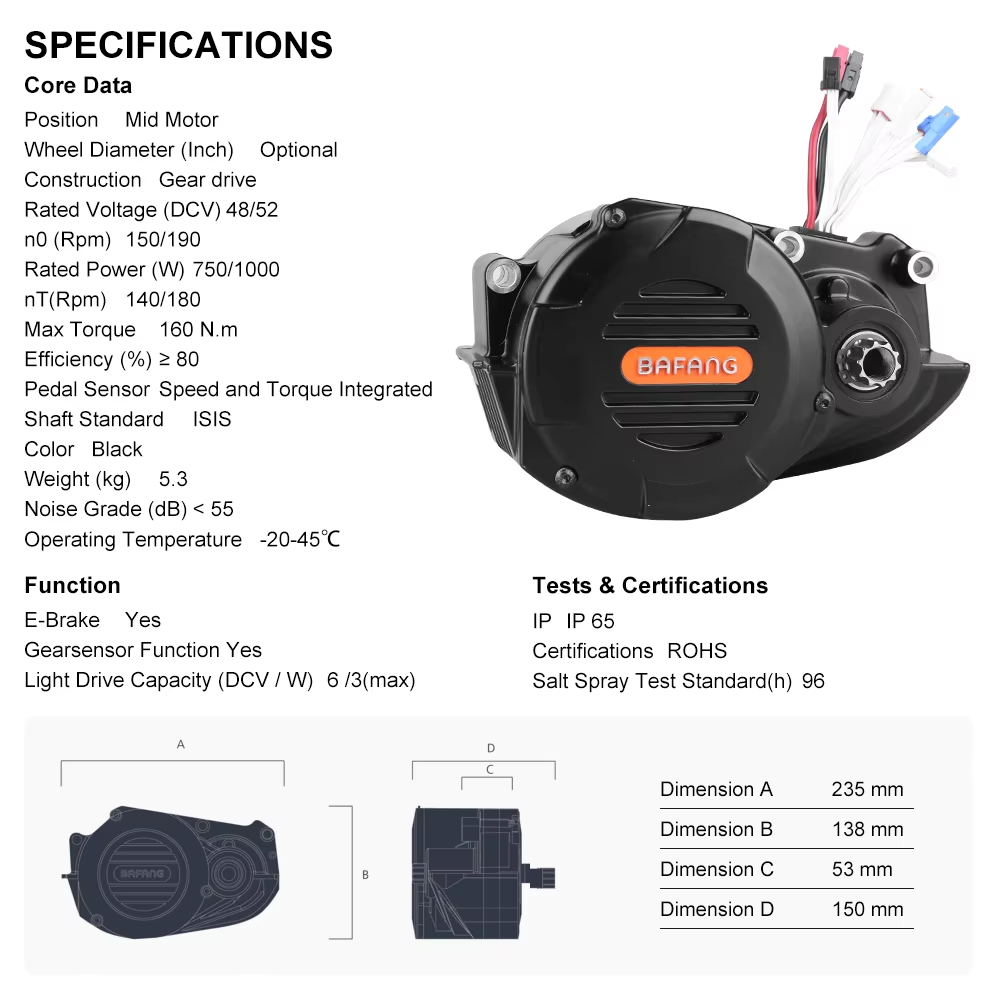 Ebike Bafang M620 G510 48/52V  - огляд і ціна Mid Drive Motor Kit 52V 1000W